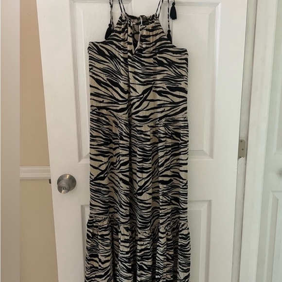 spiaggia Other - SPIAGGIA DOLCE ZEBRA TASSEL MAXI BEACH COVER UP SHOULDER TIE TASSELS OVERSIZED